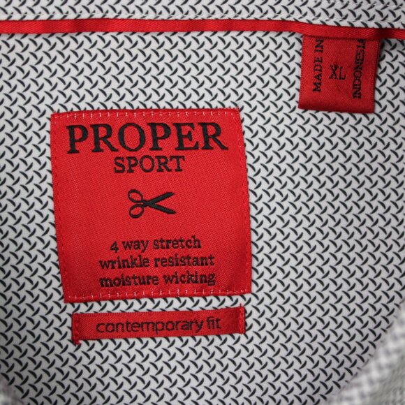 Proper Sport Shirt Mens XL Black/White Contemporary Fit 4 Way Stretch L/S Button - Picture 8 of 13